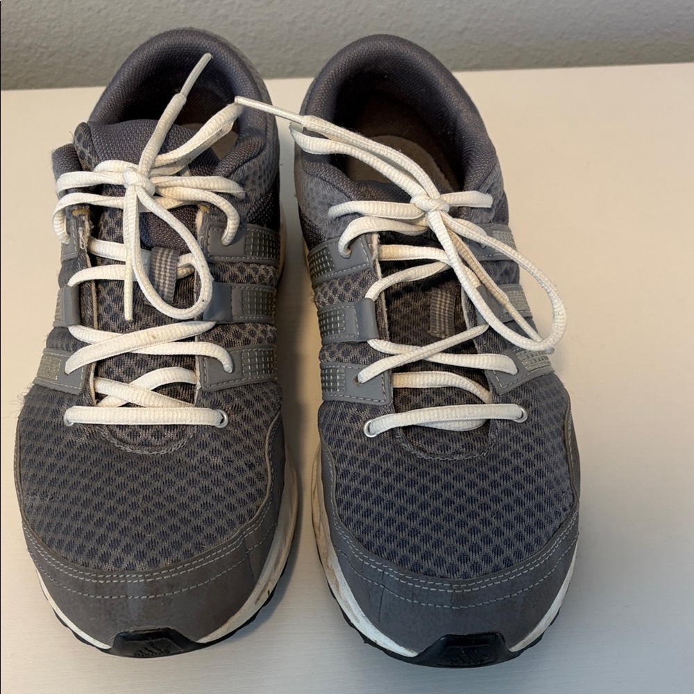 adidas Gray Mesh Athletic Running Shoes with White Laces